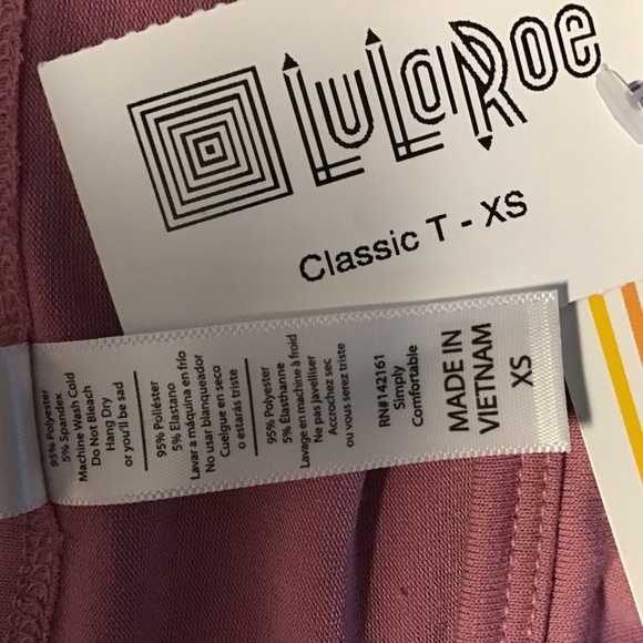 LuLaRoe Rose Blush Pink Solid Classic Tee XS - Picture 6 of 7